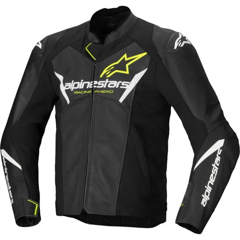 Chamarra de Piel Alpinestars Faster Airflow V3 Black/White/Yellow Fluo