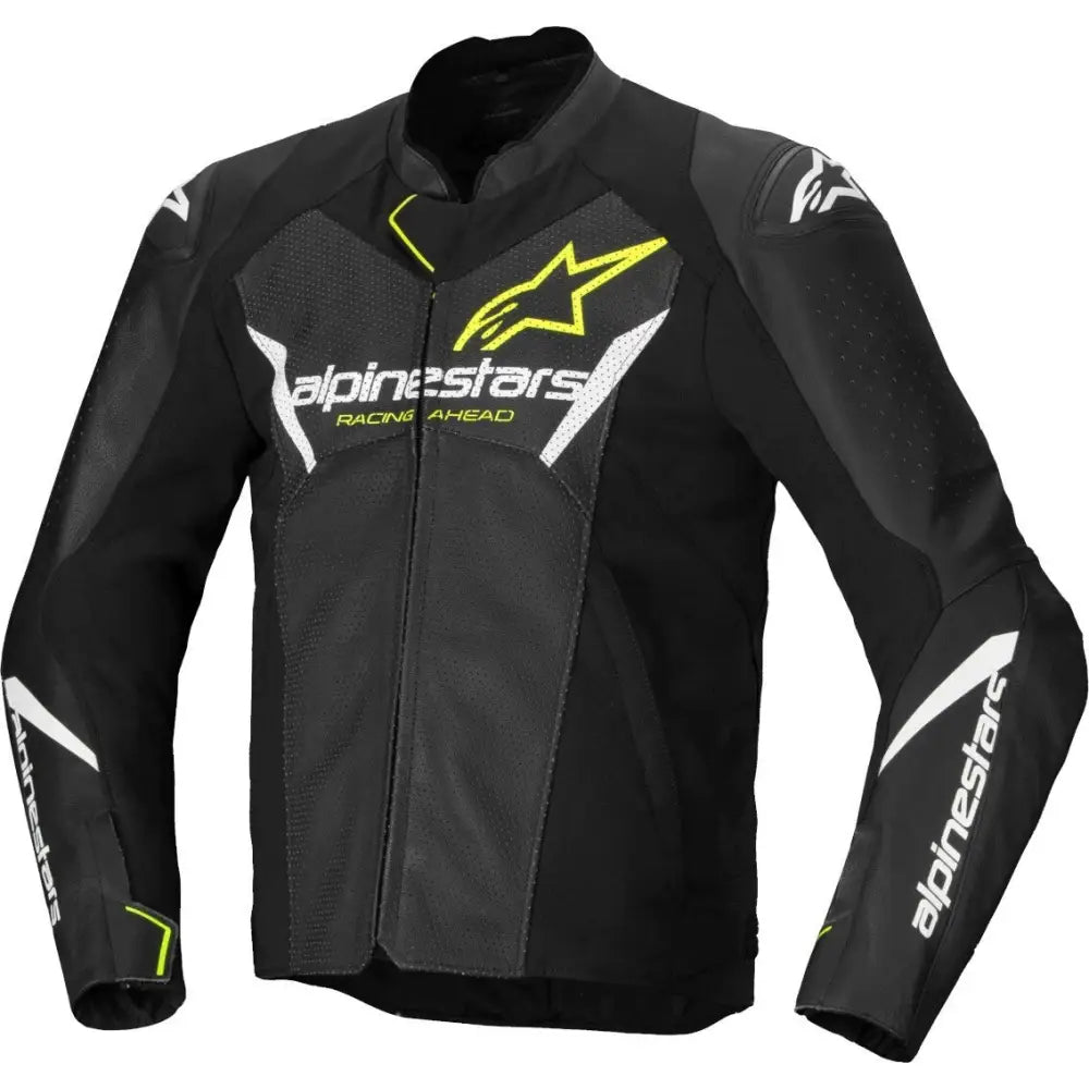 Chamarra de Piel Alpinestars Faster Airflow V3 Black/White/Yellow Fluo