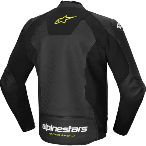 Chamarra de Piel Alpinestars Faster Airflow V3 Black/White/Yellow Fluo