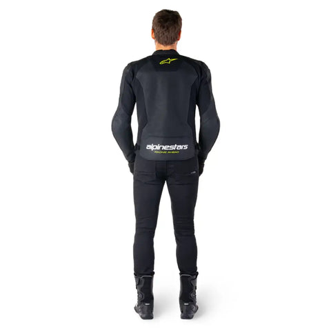 Chamarra de Piel Alpinestars Faster Airflow V3 Black/White/Yellow Fluo