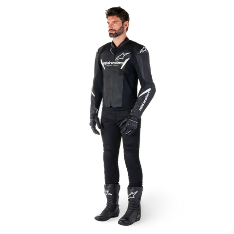 Chamarra de Piel Alpinestars Faster V3 Black/White