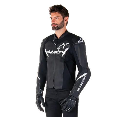 Chamarra de Piel Alpinestars Faster V3 Black/White