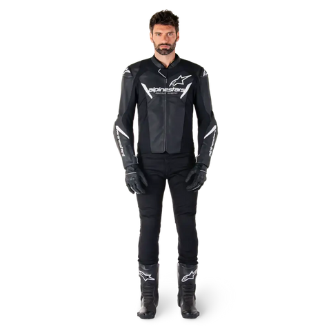 Chamarra de Piel Alpinestars Faster V3 Black/White