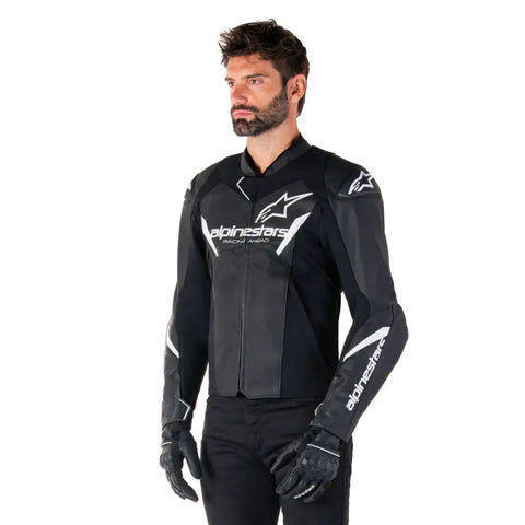 Chamarra de Piel Alpinestars Faster V3 Black/White