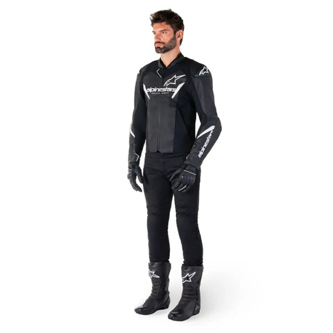 Chamarra de Piel Alpinestars Faster V3 Black/White