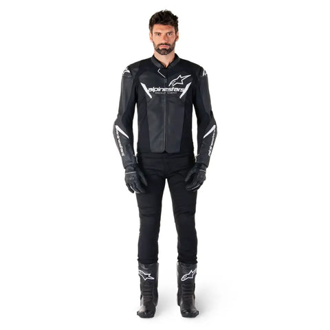 Chamarra de Piel Alpinestars Faster V3 Black/White