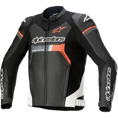 Chamarra de Piel Alpinestars GP Force Airflow Black/White/Red Fluo