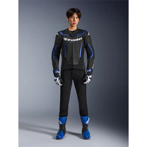 Chamarra de Piel Alpinestars GP Force Airflow V2 Black/Metallic Blue