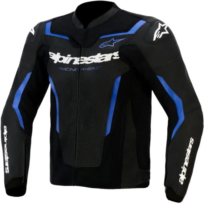 Chamarra de Piel Alpinestars GP Force Airflow V2 Black/Metallic Blue