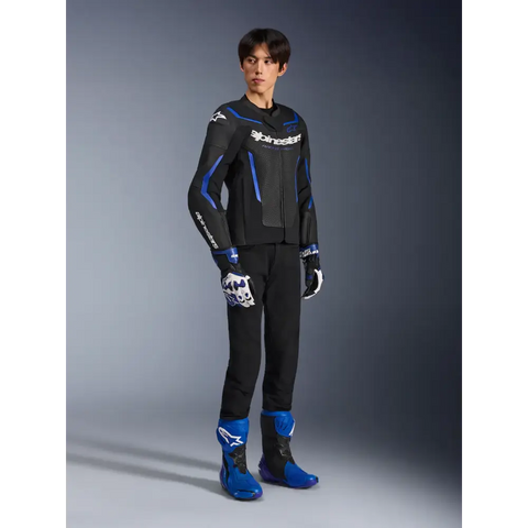 Chamarra de Piel Alpinestars GP Force Airflow V2 Black/Metallic Blue