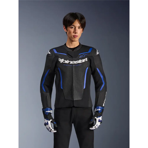 Chamarra de Piel Alpinestars GP Force Airflow V2 Black/Metallic Blue