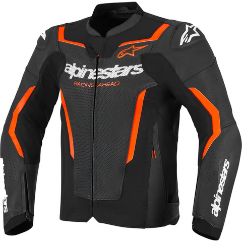 Chamarra de Piel Alpinestars GP Force Airflow V2 Black/Red Fluo