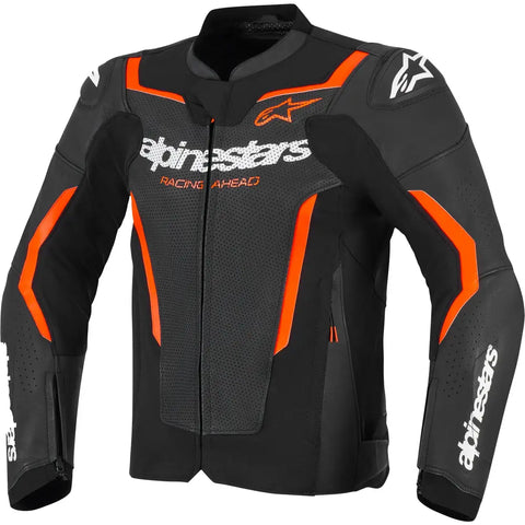 Chamarra de Piel Alpinestars GP Force Airflow V2 Black/Red Fluo