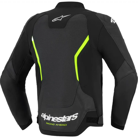 Chamarra de Piel Alpinestars GP Force Airflow V2 Black/Yellow Fluo