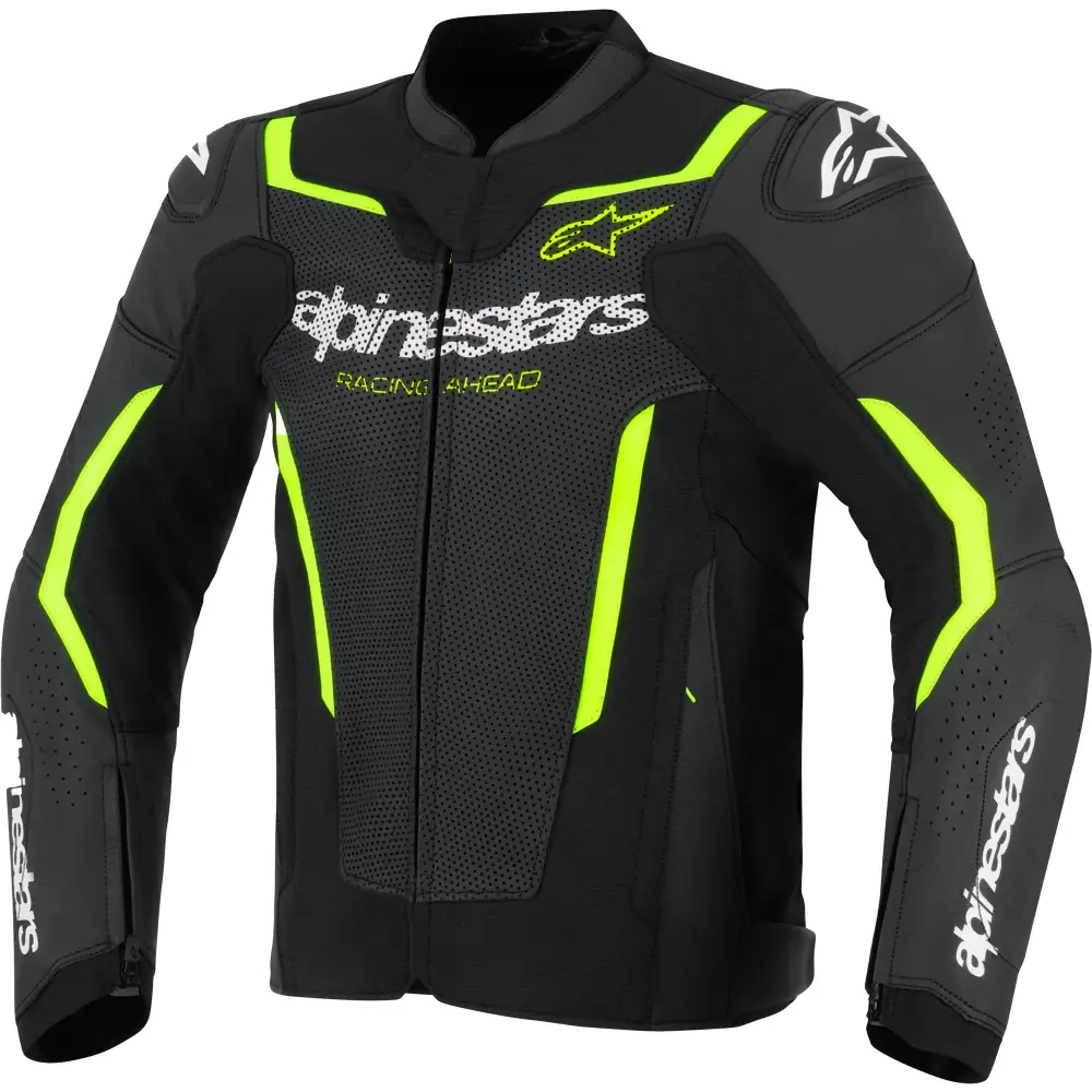 Chamarra de Piel Alpinestars GP Force Airflow V2 Black/Yellow Fluo