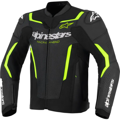 Chamarra de Piel Alpinestars GP Force Airflow V2 Black/Yellow Fluo