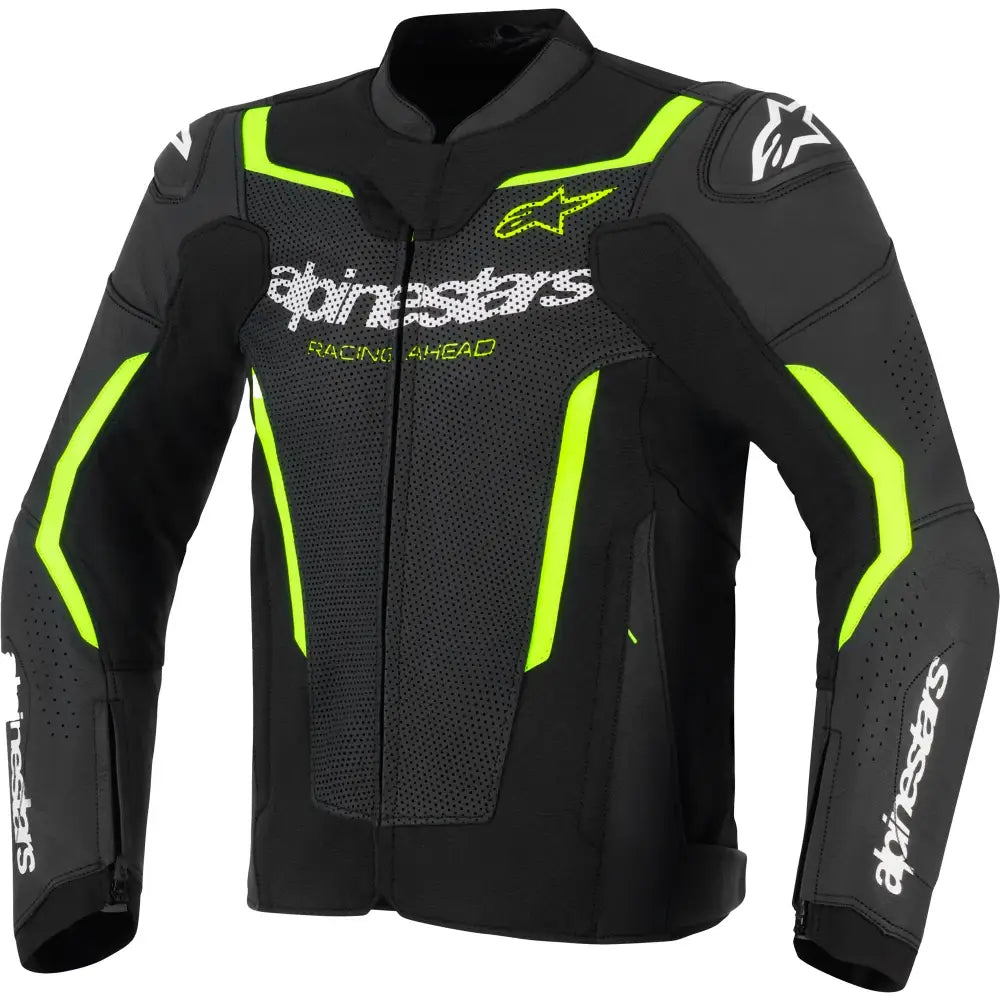 Chamarra de Piel Alpinestars GP Force Airflow V2 Black/Yellow Fluo