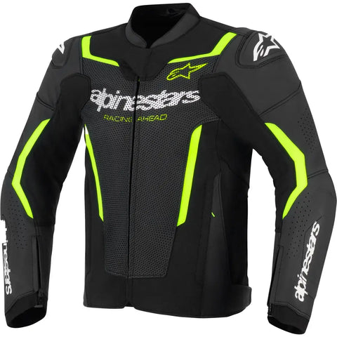 Chamarra de Piel Alpinestars GP Force Airflow V2 Black/Yellow Fluo