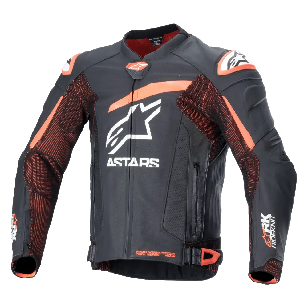 Chamarra de Piel Alpinestars GP Plus R V4 Rideknit Black/Red Fluo