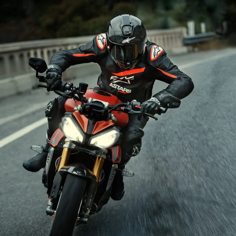 Chamarra de Piel Alpinestars GP Plus R V4 Rideknit Black/Red Fluo