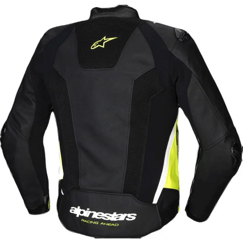Chamarra de Piel Alpinestars Missile V3 Airflow Black/White/Yellow Fluo
