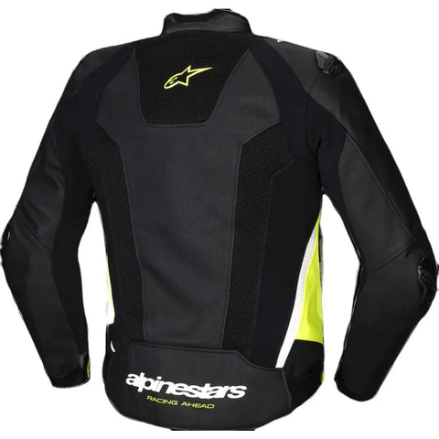 Chamarra de Piel Alpinestars Missile V3 Airflow Black/White/Yellow Fluo