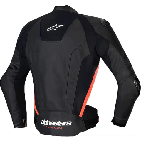 Chamarra de Piel Alpinestars Missile V3 Black/White/Red Fluo