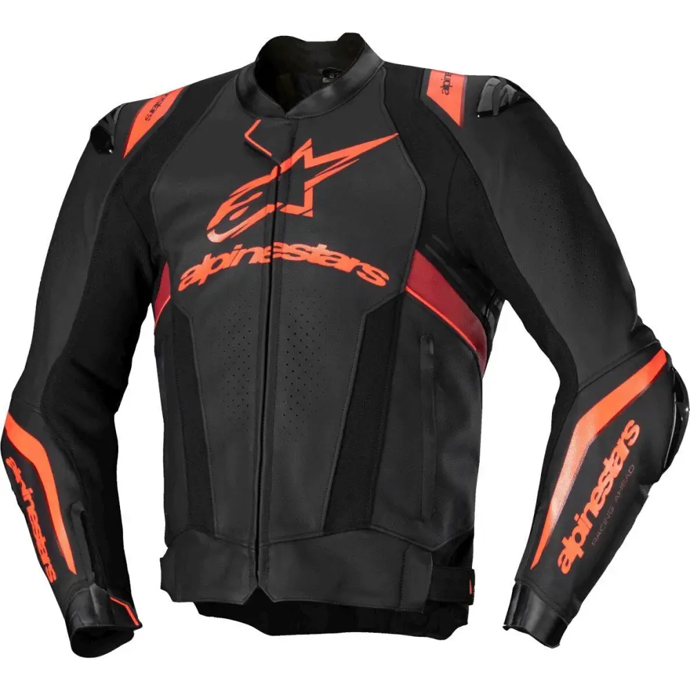 Chamarra de Piel Alpinestars Missile V3 Ignition Black/Red Fluo/Dark Red