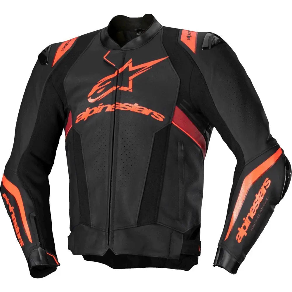 Chamarra de Piel Alpinestars Missile V3 Ignition Black/Red Fluo/Dark Red