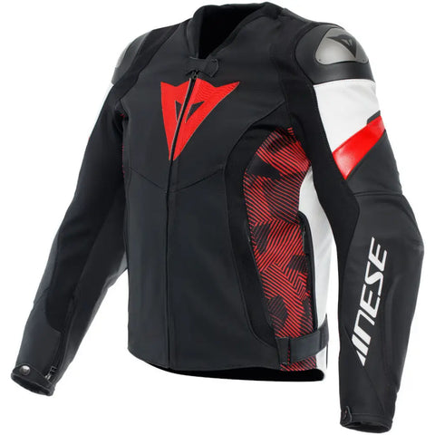 Chamarra de Piel Dainese Avro 5 Black/Red Lava/White