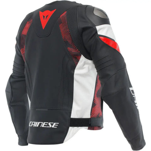 Chamarra de Piel Dainese Avro 5 Black/Red Lava/White