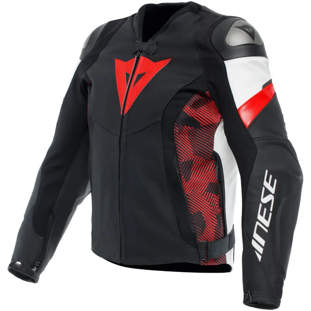 Chamarra de Piel Dainese Avro 5 Black/Red Lava/White