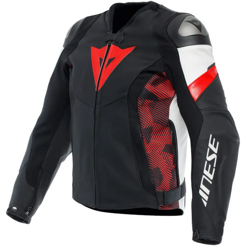 Chamarra de Piel Dainese Avro 5 Black/Red Lava/White