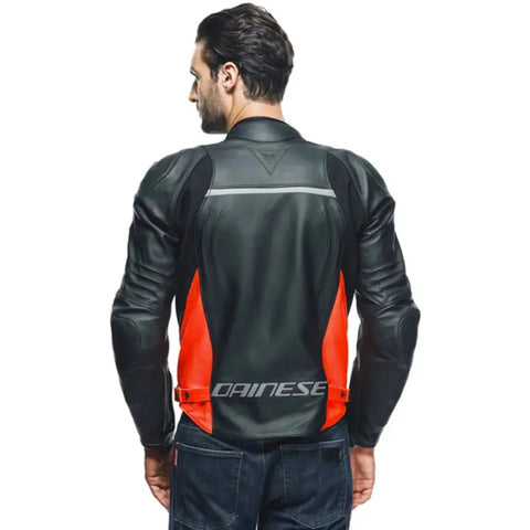 Chamarra de Piel Dainese Racing 4 Black/Fluo-Red