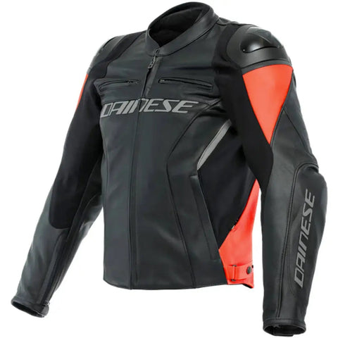 Chamarra de Piel Dainese Racing 4 Black/Fluo-Red