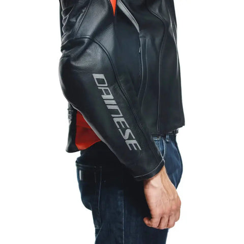 Chamarra de Piel Dainese Racing 4 Black/Fluo-Red