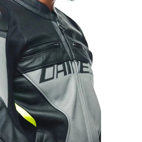 Chamarra de Piel Dainese Racing 4 Charcoal Gray/Black