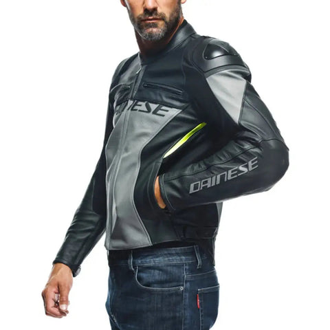 Chamarra de Piel Dainese Racing 4 Charcoal Gray/Black