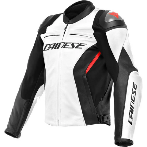 Chamarra de Piel Dainese Racing 4 White/Black