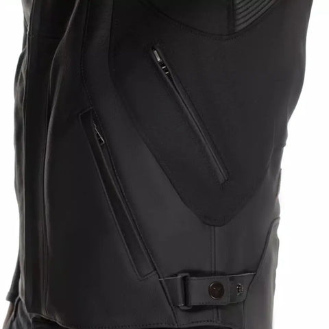Chamarra de Piel Dainese Racing 5 Black/Black/Red Fluo