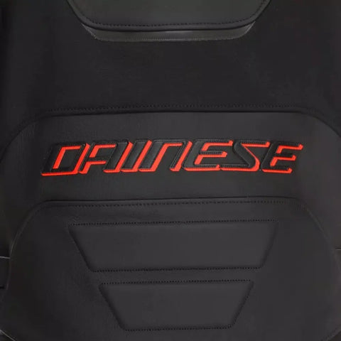 Chamarra de Piel Dainese Racing 5 Black/Black/Red Fluo
