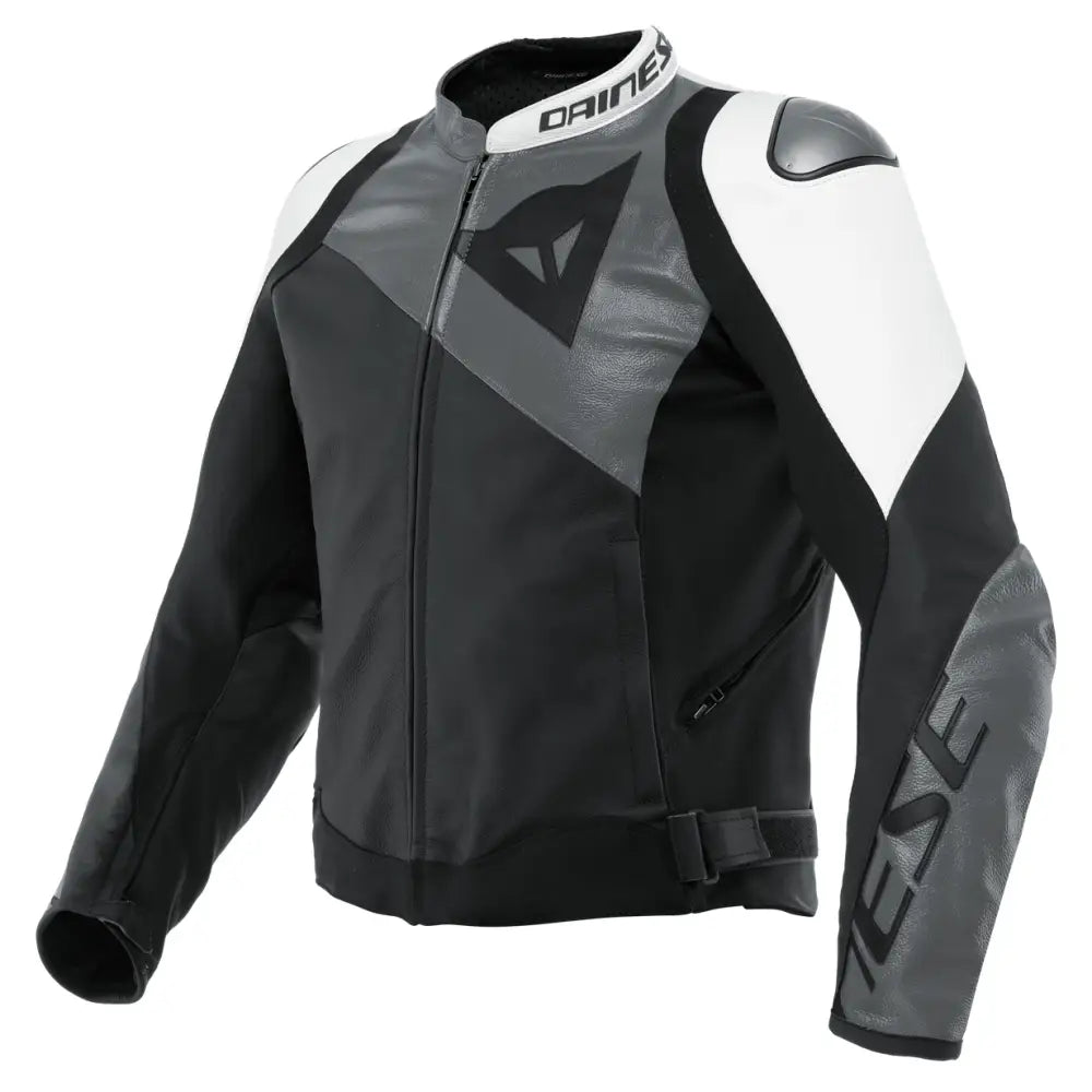 Chamarra de Piel Dainese Sportiva Black-Matt/Anthracite/White