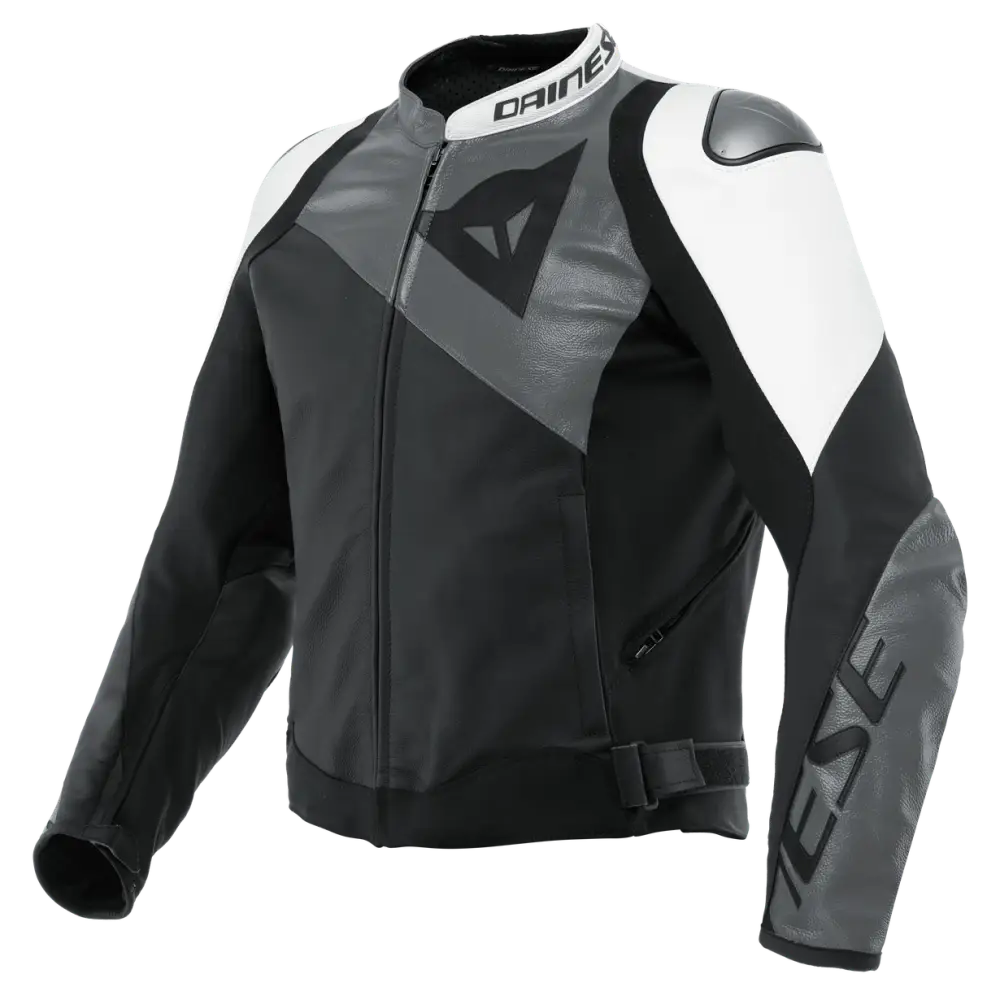 Chamarra de Piel Dainese Sportiva Black-Matt/Anthracite/White