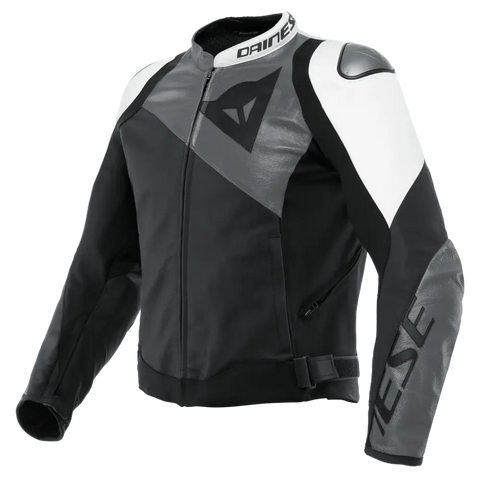 Chamarra de Piel Dainese Sportiva Black-Matt/Anthracite/White