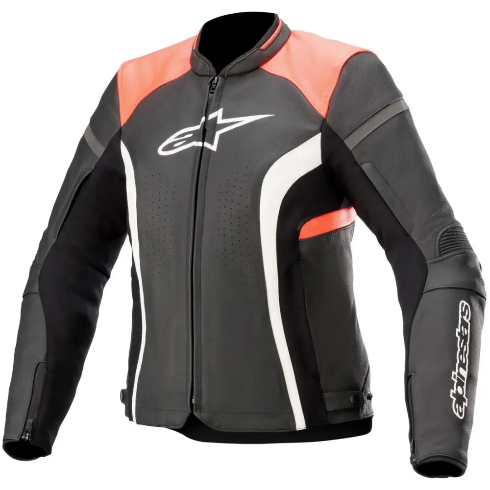 Chamarra de Piel para Mujer Alpinestars Stella Kira V2 Black/Coral