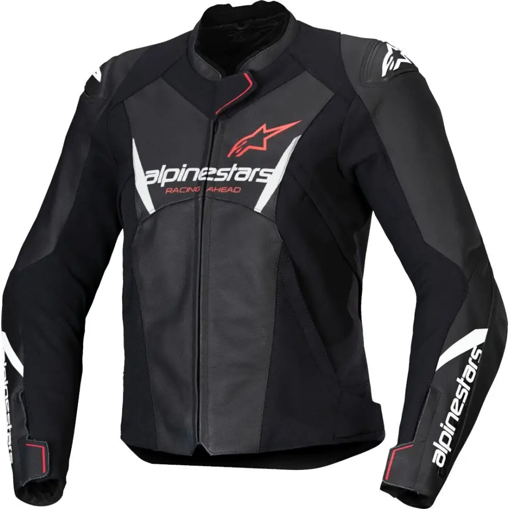 Chamarra de Piel para Mujer Alpinestars Stella Faster V3 Black/White/Fluo Coral