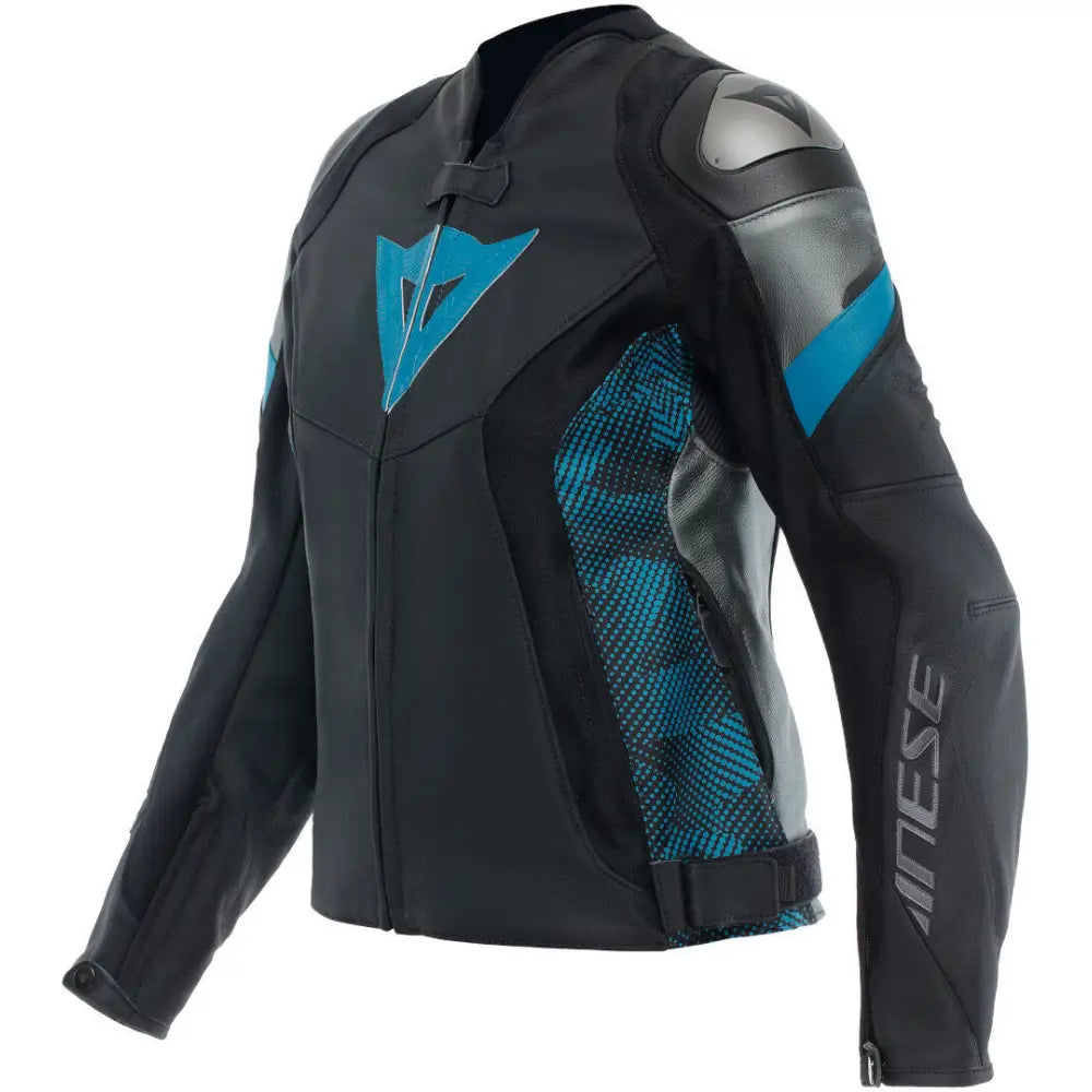 Chamarra de Piel para Mujer Dainese Avro 5 Black/Teal/Anthracite