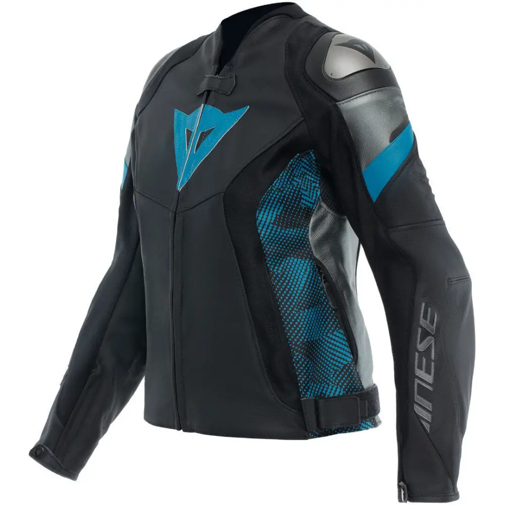 Chamarra de Piel para Mujer Dainese Avro 5 Black/Teal/Anthracite