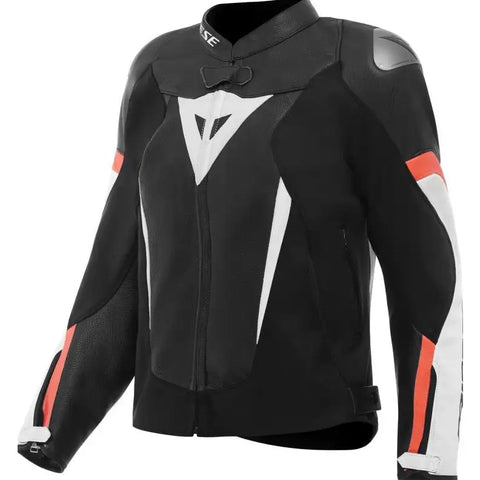 Chamarra de Piel para Mujer Dainese Avro 6 Black/White/Red