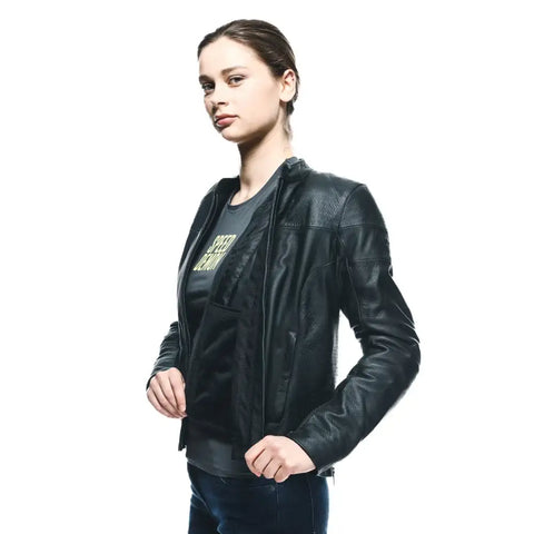 Chamarra de Piel para Mujer Dainese Itinere Black